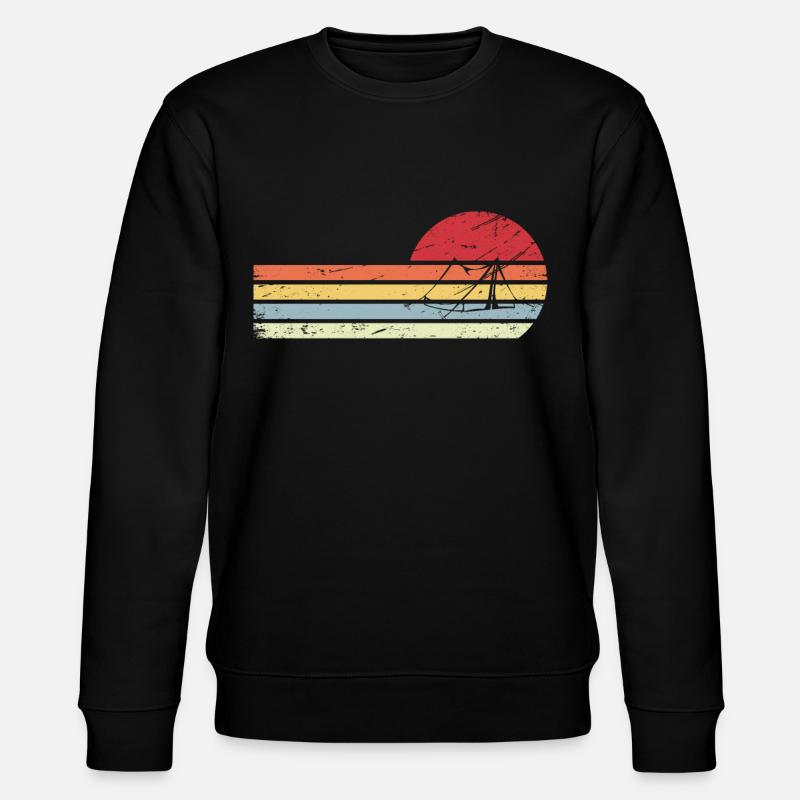 Sonne und Retro Lines - Campingzelt - - Stanley/Stella Unisex Bio-Sweatshirt CHANGER  - Schwarz