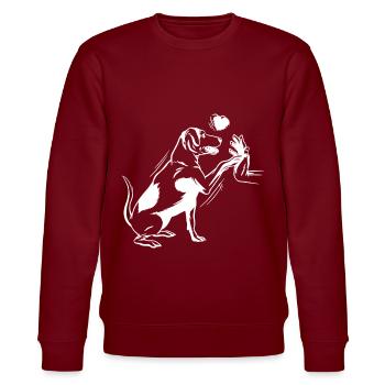 Hund - Herz - Hand - Stanley/Stella Unisex Bio-Sweatshirt CHANGER  - Burgunderrot - Vorne - Nik (191cm) & Marisol (170cm)