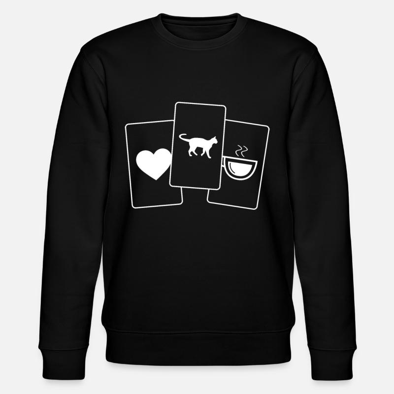 Coeur - Café - Chat - - Sweat bio CHANGER Stanley/Stella Unisexe - noir