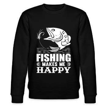 Fiske gör mig glad 6 - - Ekologisk sweatshirt CHANGER unisex från Stanley/Stella - svart - Fram - Nik (191cm) & Marisol (170cm)