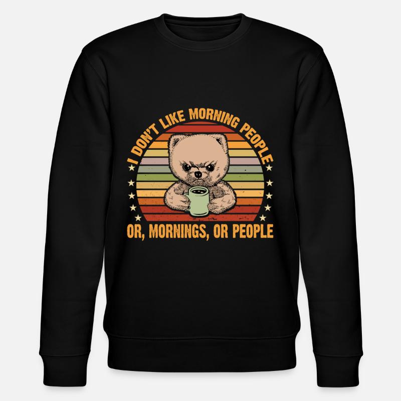 i dont like morning people süßer Bär mit Kaffee - Stanley/Stella Unisex Bio-Sweatshirt CHANGER  - Schwarz