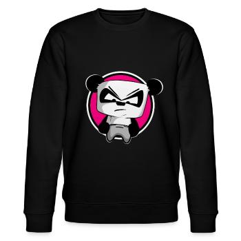 lustiger Gaming Panda PEW PEW Gamer Zocker zocken - Stanley/Stella Unisex Bio-Sweatshirt CHANGER  - Schwarz - Vorne - Nik (191cm) & Marisol (170cm)
