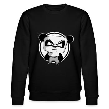 lustiger Gaming Panda PEW PEW Gamer Zocker zocken - Stanley/Stella Unisex Bio-Sweatshirt CHANGER  - Schwarz - Vorne - Nik (191cm) & Marisol (170cm)