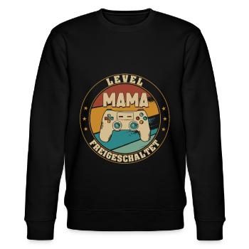 Mama Level Loading 2021 Schwangerschaft Verkünden - Stanley/Stella Unisex Bio-Sweatshirt CHANGER  - Schwarz - Vorne - Nik (191cm) & Marisol (170cm)