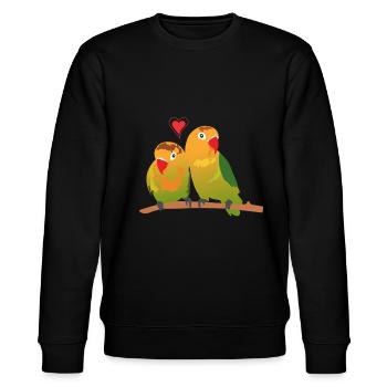 Lovebirds inseparable bird species cuddle - Stanley/Stella CHANGER Unisex Organic Sweatshirt - black - Front - Nik (191cm) & Marisol (170cm)