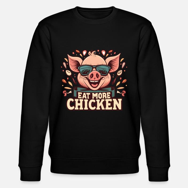 Lustiges Schwein mit Sonnenbrille - Stanley/Stella Unisex Bio-Sweatshirt CHANGER  - Schwarz