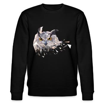 Low Poly Eule Dreieck Design T-Shirt Geschenkidee - Stanley/Stella Unisex Bio-Sweatshirt CHANGER  - Schwarz - Vorne - Nik (191cm) & Marisol (170cm)