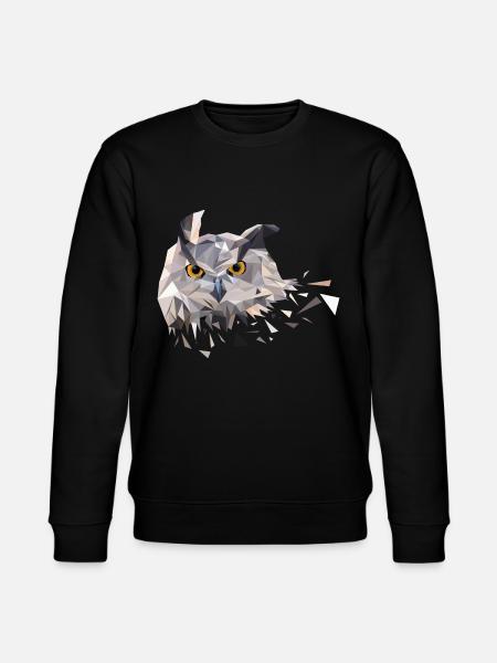 Low Poly Eule Dreieck Design T-Shirt Geschenkidee - Stanley/Stella Unisex Bio-Sweatshirt CHANGER  - Schwarz