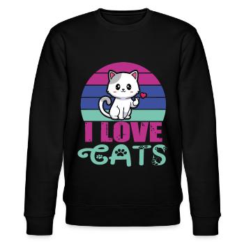 J’aime les chats - Le design du chat mignon - Sweat bio CHANGER Stanley/Stella Unisexe - noir - Devant - Nik (191cm) & Marisol (170cm)