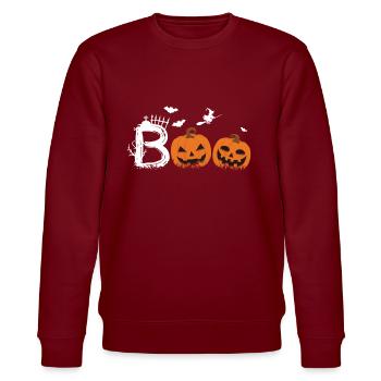Boo Halloween - Stanley/Stella Unisex Bio-Sweatshirt CHANGER  - Burgunderrot - Vorne - Nik (191cm) & Marisol (170cm)