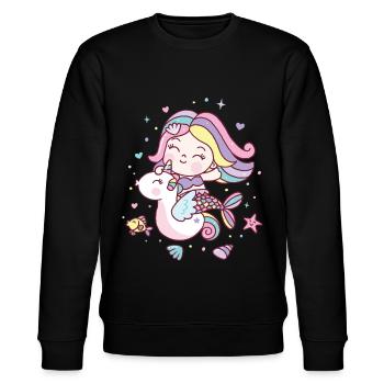 Meerjungfrau - Stanley/Stella Unisex Bio-Sweatshirt CHANGER  - Schwarz - Vorne - Nik (191cm) & Marisol (170cm)