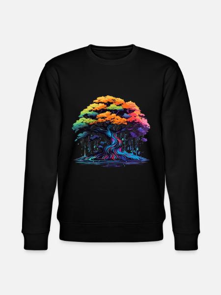 Bunter Bonsai Baum - Stanley/Stella Unisex Bio-Sweatshirt CHANGER  - Schwarz