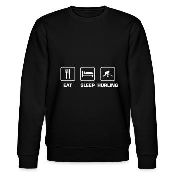 EAT SLEEP HURLING - SPORT - HUMOR - HURLING - Stanley/Stella Unisex Bio-Sweatshirt CHANGER  - Schwarz - Vorne - Nik (191cm) & Marisol (170cm)