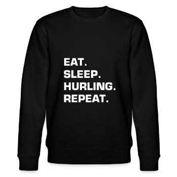 EAT SLEEP HURLING REPEAT - Stanley/Stella Unisex Bio-Sweatshirt CHANGER  - Schwarz - Vorne - Nik (191cm) & Marisol (170cm)