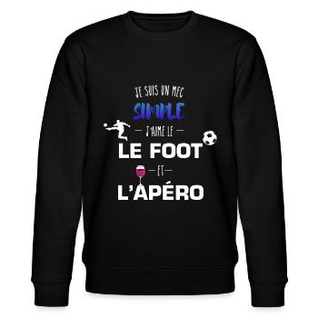 mec simple foot et apéro - humour - football - Sweat bio CHANGER Stanley/Stella Unisexe - noir - Devant - Nik (191cm) & Marisol (170cm)