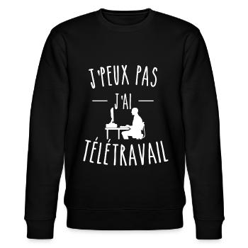 je peux pas j'ai télétravail - Sweat bio CHANGER Stanley/Stella Unisexe - noir - Devant - Nik (191cm) & Marisol (170cm)