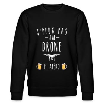 j'peux pas j'ai drone et apéro - Sweat bio CHANGER Stanley/Stella Unisexe - noir - Devant - Nik (191cm) & Marisol (170cm)