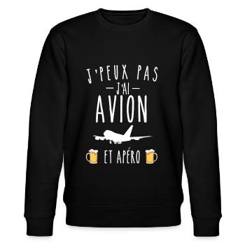 j'peux pas j'ai avion et apéro - Sweat bio CHANGER Stanley/Stella Unisexe - noir - Devant - Nik (191cm) & Marisol (170cm)
