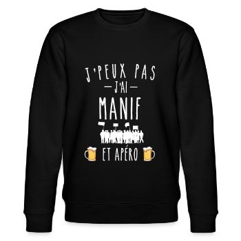 j'peux pas j'ai manif et apéro - Sweat bio CHANGER Stanley/Stella Unisexe - noir - Devant - Nik (191cm) & Marisol (170cm)