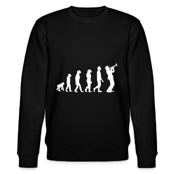 evolution trumpet music trumpet - Stanley/Stella CHANGER Unisex Organic Sweatshirt - black - Front - Nik (191cm) & Marisol (170cm)