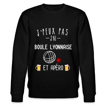 je peux pas j'ai boule lyonnaise et apéro - Sweat bio CHANGER Stanley/Stella Unisexe - noir - Devant - Nik (191cm) & Marisol (170cm)