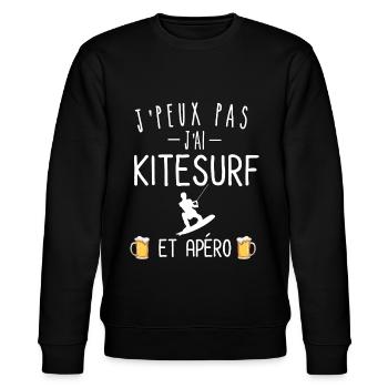 Je peux pas j'ai kitesurf et apéro - Sweat bio CHANGER Stanley/Stella Unisexe - noir - Devant - Nik (191cm) & Marisol (170cm)