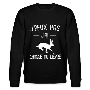 je peux pas j'ai chasse au lievre - Sweat bio CHANGER Stanley/Stella Unisexe - noir - Devant - Nik (191cm) & Marisol (170cm)