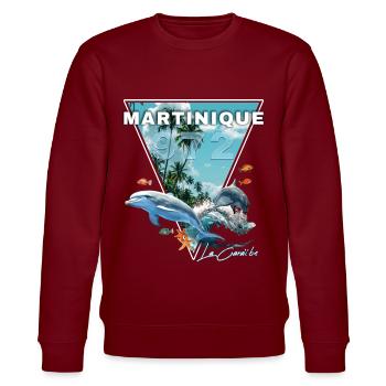 Martinique Caraibes 972 Fonds Marins Dauphin - Sweat bio CHANGER Stanley/Stella Unisexe - bordeaux - Devant - Nik (191cm) & Marisol (170cm)