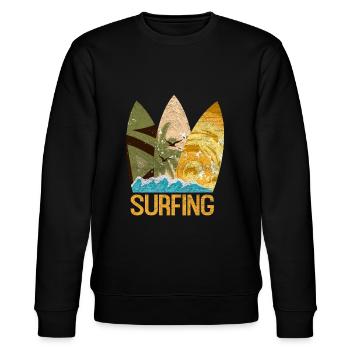 surfboard - Stanley/Stella CHANGER Unisex Organic Sweatshirt - black - Front - Nik (191cm) & Marisol (170cm)
