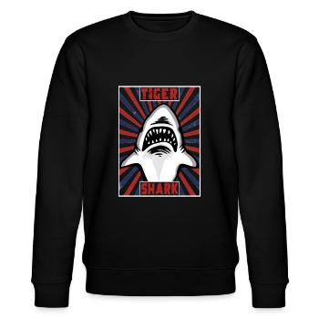 Tigerhai Meeressaeuger Meerestier Haie Hai - Stanley/Stella Unisex Bio-Sweatshirt CHANGER  - Schwarz - Vorne - Nik (191cm) & Marisol (170cm)