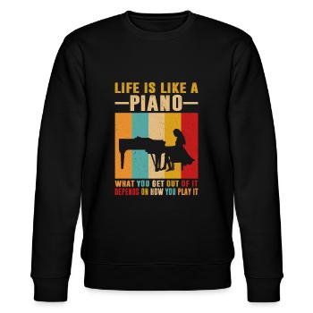 Piano Vintage Piano Piano Vintage Cadeau - Sweat bio CHANGER Stanley/Stella Unisexe - noir - Devant - Nik (191cm) & Marisol (170cm)