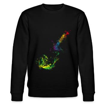 Bunte Gitarre Musiker Geschenkidee für Gitarristen - Stanley/Stella Unisex Bio-Sweatshirt CHANGER  - Schwarz - Vorne - Nik (191cm) & Marisol (170cm)