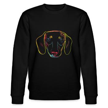 Strich Dackel - Stanley/Stella Unisex Bio-Sweatshirt CHANGER  - Schwarz - Vorne - Nik (191cm) & Marisol (170cm)