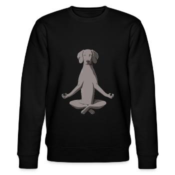 Yoga Weimaraner Hund - Stanley/Stella Unisex Bio-Sweatshirt CHANGER  - Schwarz - Vorne - Nik (191cm) & Marisol (170cm)