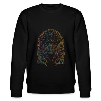 Pangolin Strokes - Stanley/Stella CHANGER Unisex Organic Sweatshirt - black - Front - Nik (191cm) & Marisol (170cm)
