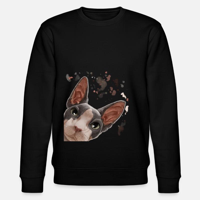 Curious Sphynx Cat - Stanley/Stella CHANGER Unisex Organic Sweatshirt - black