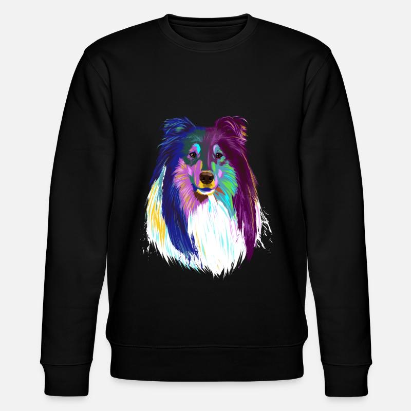 Farbiger Langhaarcollie Hund - Stanley/Stella Unisex Bio-Sweatshirt CHANGER  - Schwarz