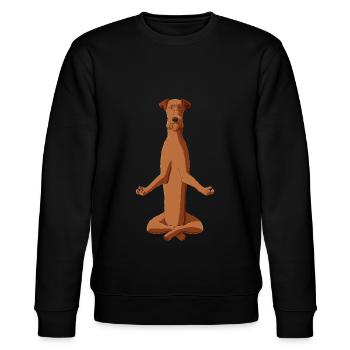 Meditating Irish Terrier Dog - Stanley/Stella CHANGER Unisex Organic Sweatshirt - black - Front - Nik (191cm) & Marisol (170cm)