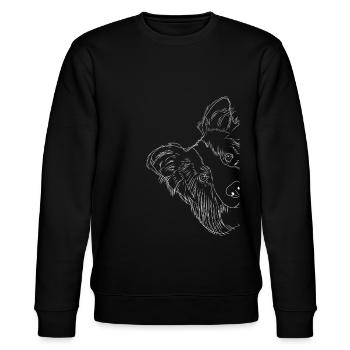 Neugieriger Border Collie Hund - Stanley/Stella Unisex Bio-Sweatshirt CHANGER  - Schwarz - Vorne - Nik (191cm) & Marisol (170cm)
