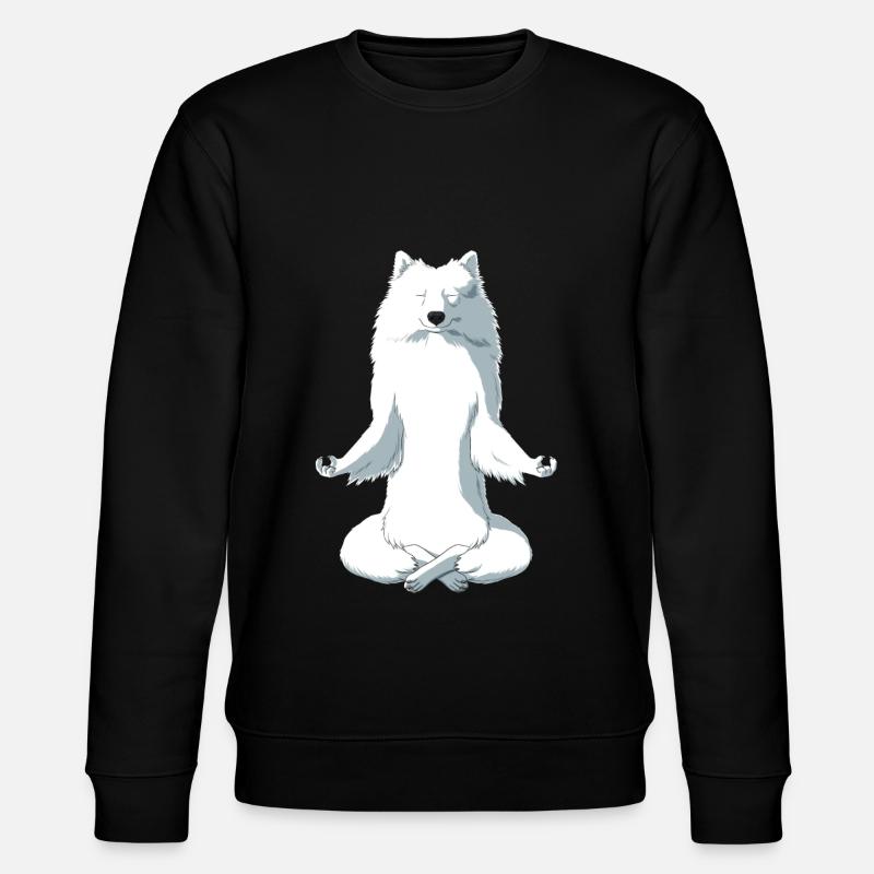 Meditierender JapanSpitz Hund - Stanley/Stella Unisex Bio-Sweatshirt CHANGER  - Schwarz