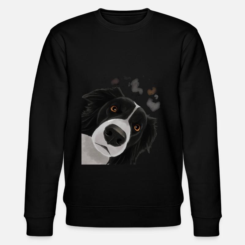 Neugieriger Border Collie Hund - Stanley/Stella Unisex Bio-Sweatshirt CHANGER  - Schwarz