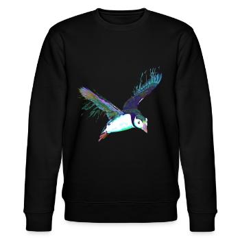 Splash Fliegender Vogel Papageientaucher - Stanley/Stella Unisex Bio-Sweatshirt CHANGER  - Schwarz - Vorne - Nik (191cm) & Marisol (170cm)