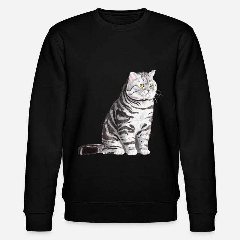 Sitzende Tabby Britisch Kurzhaar Katze - Stanley/Stella Unisex Bio-Sweatshirt CHANGER  - Schwarz