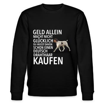 Deutsch Drahthaar Glücklich - Deutsch Drahthaar - Stanley/Stella Unisex Bio-Sweatshirt CHANGER  - Schwarz - Vorne - Nik (191cm) & Marisol (170cm)