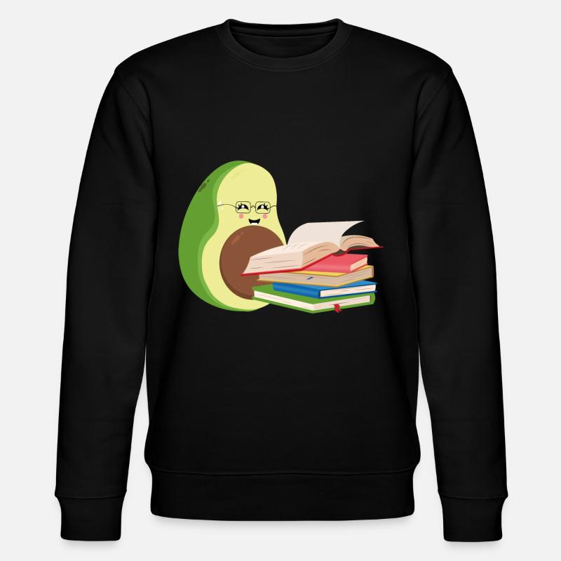 Lustige Avocado liest Bücher - Stanley/Stella Unisex Bio-Sweatshirt CHANGER - Schwarz