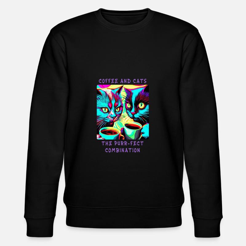 Coffee & Cats - The purr-fect combination - Stanley/Stella CHANGER Unisex Organic Sweatshirt - black