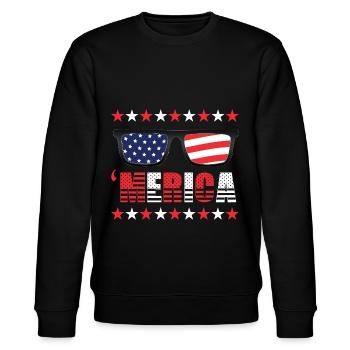 Sonnenbrille USA 4. Juli Merica - Stanley/Stella Unisex Bio-Sweatshirt CHANGER  - Schwarz - Vorne - Nik (191cm) & Marisol (170cm)