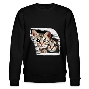 Adorable little cats meow Funny gifts - Stanley/Stella CHANGER Unisex Organic Sweatshirt - black - Front - Nik (191cm) & Marisol (170cm)