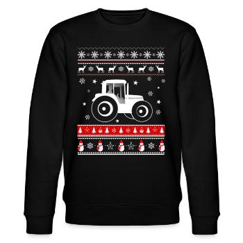Weihnachten Shirt - Traktor und Weihnachten - Stanley/Stella Unisex Bio-Sweatshirt CHANGER  - Schwarz - Vorne - Nik (191cm) & Marisol (170cm)