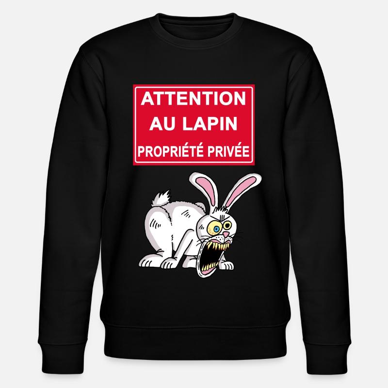 Attention au lapin blanc - Sweat bio CHANGER Stanley/Stella Unisexe - noir